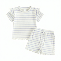 Ruffled Sleeve Striped Toddler Set