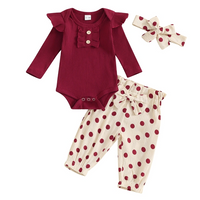 Long Sleeve Polka Dot Ruffled Baby Set