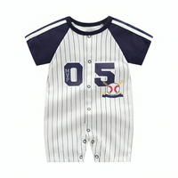 Baseball Jersey Striped Short Sleeve Cotton Onesie