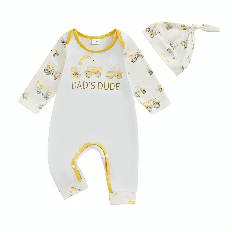 "Dad's Dude" Pattern Cotton Jumpsuit