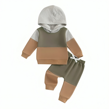 Color Block Hooded Jogger Baby Set