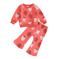 Strawberry Sweatshirt Flared Toddler Set