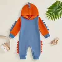 Long Sleeve Dino Hooded Baby Jumpsuit