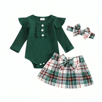 Christmas Plaid Pleated Mini Skirt Set