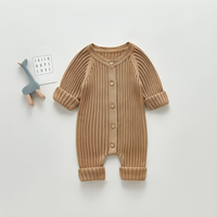 Long Sleeve Ribbed Knitted Baby Jumpsuit