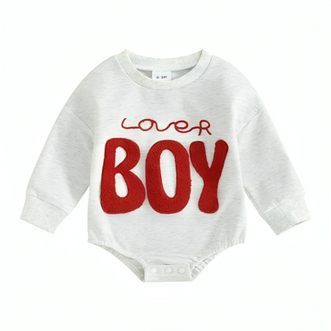 Lover Boy Embroidered Cotton Baby Bodysuit