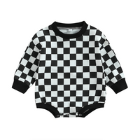 Long Sleeve Plaid Checkered Baby Bodysuit