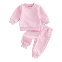 Long Sleeve Solid Bear Fleece Baby Set