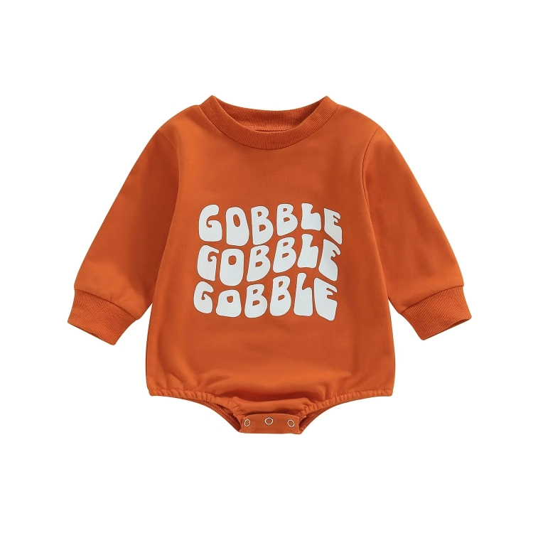 Long Sleeve Gobble Print Sweatshirt Bodysuit