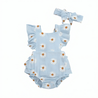 Cute Daisy Floral Sleeveless Soft Cotton Rompers