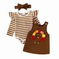 Long Sleeve Striped Turkey Baby Set