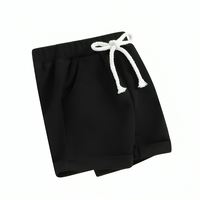 Black Solid Color Elastic Baby Shorts