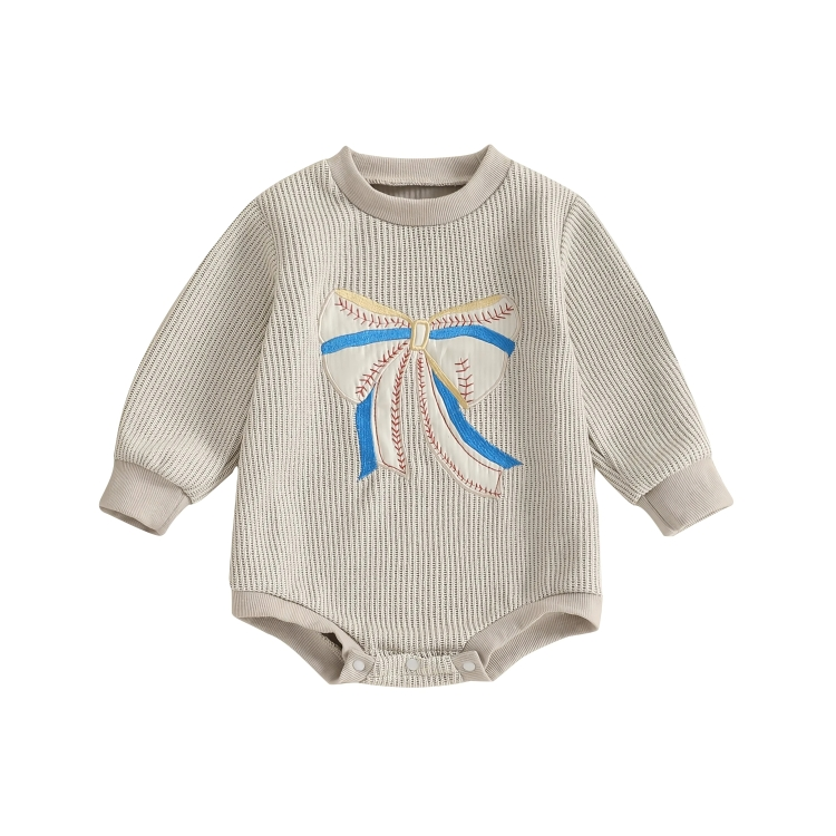 Long Sleeve Baseball/Football Ribbon Baby Bodysuit