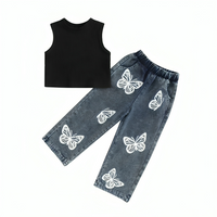 Ribbed Tank Denim Pants Toddler Set