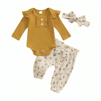 Long Sleeve Floral Ruffled Baby Set