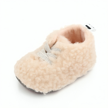 Soft Coral Velvet Cotton Stylish Crib Shoes