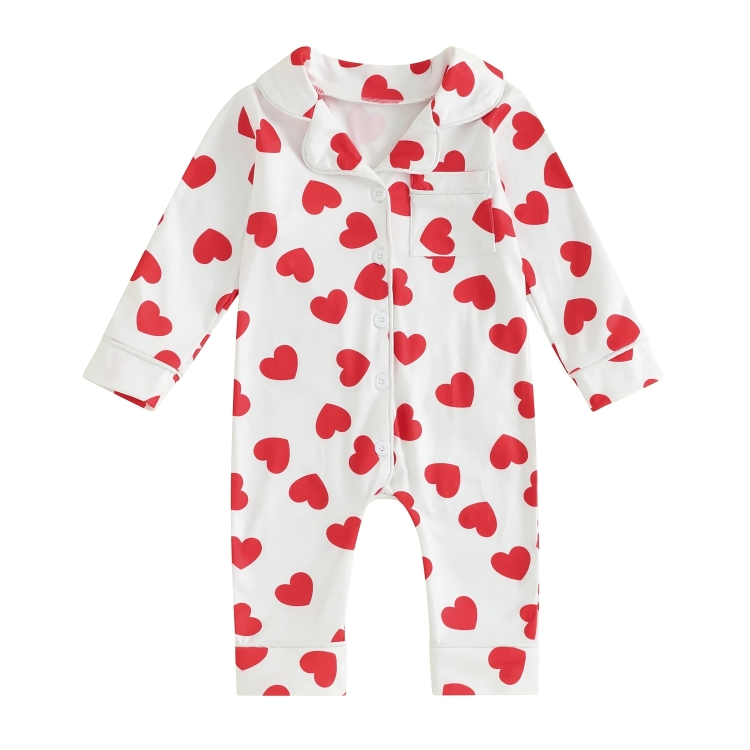 Valentines Heart Print Button Up Pajamas