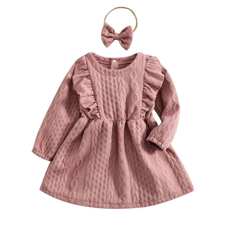 Long Sleeve Cable Knit Toddler Dress