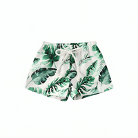 Tropical Leaf Print Beach Shorts