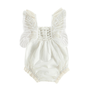 Butterfly Pleated Lace Baby Romper