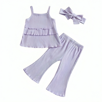 Solid Ruffled Top Flared Pants Toddler Set