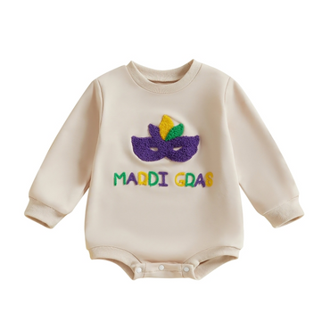 Long Sleeve Mardi Gras Baby Bodysuit