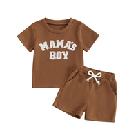 "Mama's Boy" Embroidery Waffle Knit Baby Set