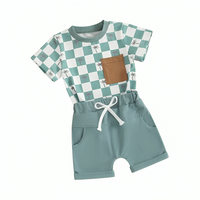 Short Sleeve Checkered Palms Baby Set