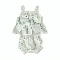 Floral Plaid Bowknot Baby Set