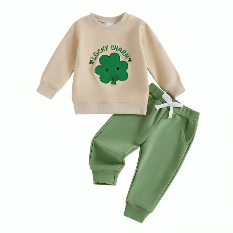 Long Sleeve Lucky Charm Shamrock Baby Set