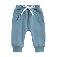 Blue Solid Color Pocket Baby Pants