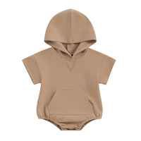 Short Sleeve Pocket Hooded Baby Romper