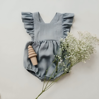 Ruffled Cotton Linen Sleeveless Romper