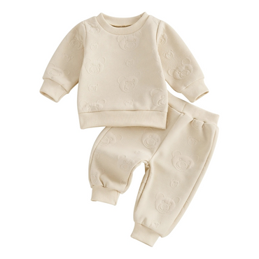 Long Sleeve Solid Bear Fleece Baby Set