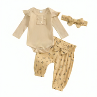 Long Sleeve Floral Ruffled Baby Set