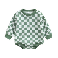 Long Sleeve Plaid Checkered Baby Bodysuit