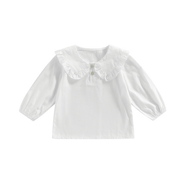 Solid Ruffled Collar Toddler Top