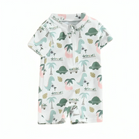 Short Sleeve Dino Zipper Baby Swimsuit