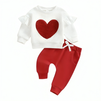 Long Sleeve Waffle Heart Baby Set