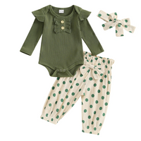 Long Sleeve Polka Dot Ruffled Baby Set