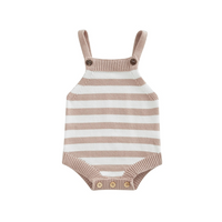 Striped Knitted Sleeveless Cotton Romper