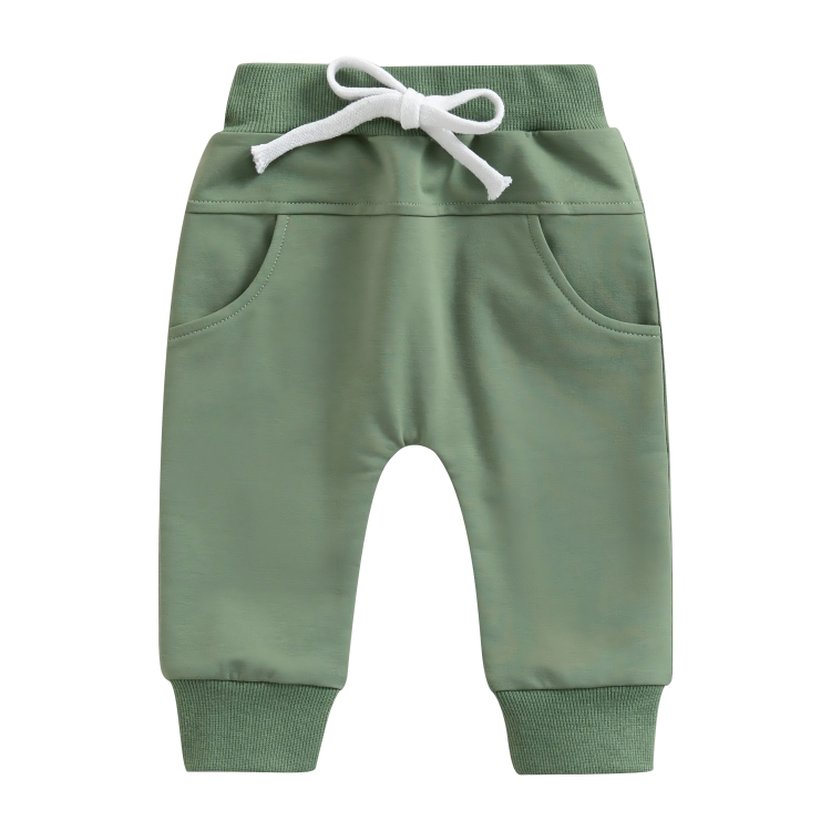 Green Solid Color Pocket Baby Pants