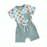 Short Sleeve Checkered Palms Baby Set