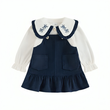 Collared Overall Ruffled Baby Dress